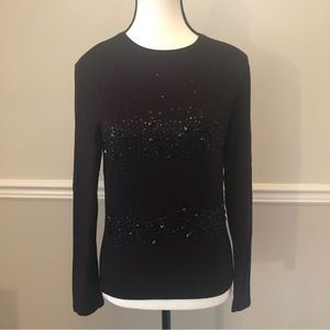 Kasper black Knit Embellished L/S Tee Size M